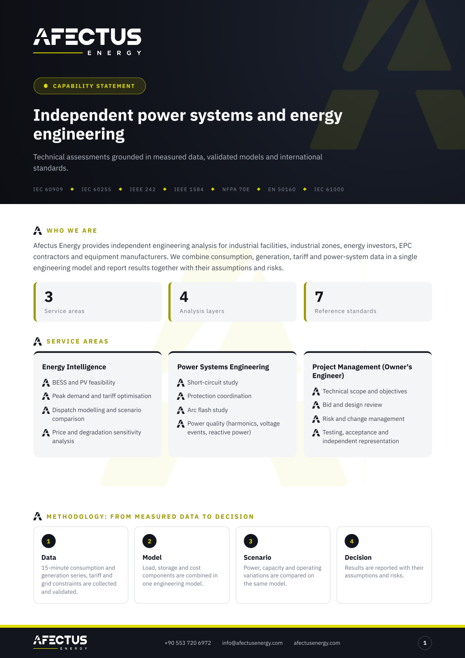 Corporate capability statement, first page preview